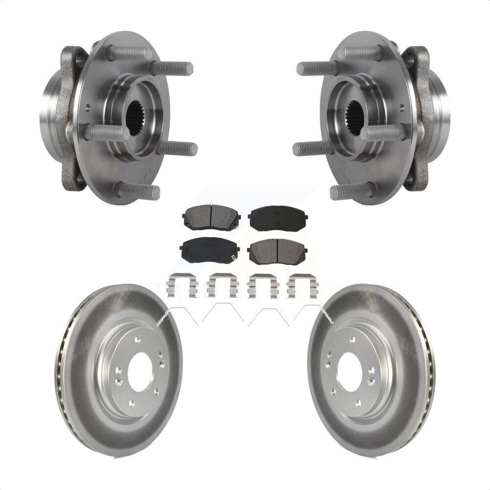 Hub Bearing Coated Brake Rotor & Pads Front Kit For Kia Forte Hyundai Elantra GT