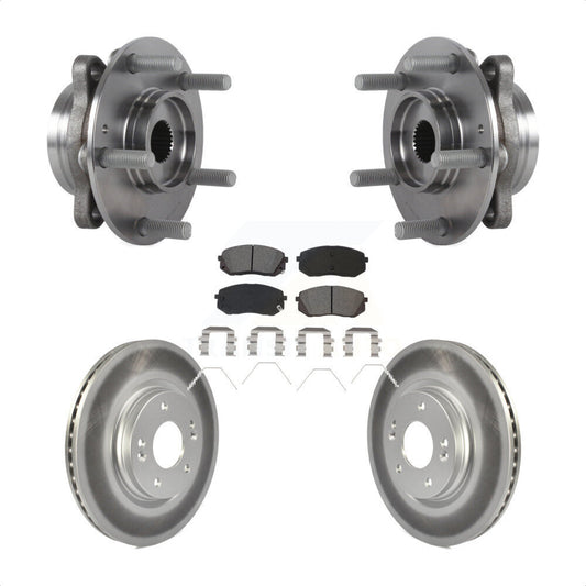 Hub Bearing Coated Brake Rotor & Pads Front Kit For Kia Forte Hyundai Elantra GT