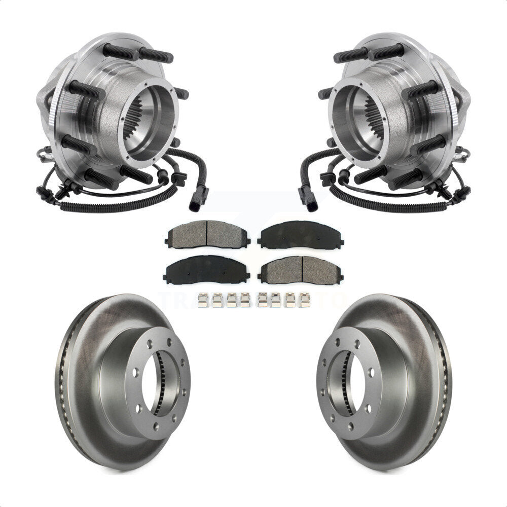 Hub Bearing Coated Disc Brake Rotor Pads Front Kit For Ford F-350 Super Duty 4WD