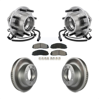 Hub Bearing Coated Disc Brake Rotor Pads Front Kit For Ford F-350 Super Duty 4WD