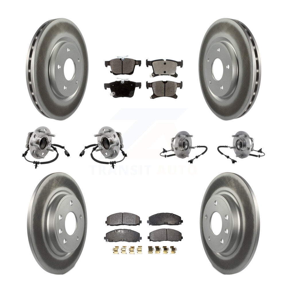 Hub Bearing Coated Brake Rotor & Pad Front Rear Kit (10Pc) For Chrysler Pacifica