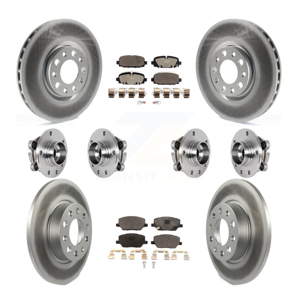 Hub Bearing Coated Brake Rotor & Pads Front Rear Kit (10Pc) For Jeep Compass AWD