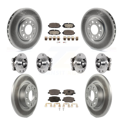 Hub Bearing Coated Brake Rotor & Pads Front Rear Kit (10Pc) For Jeep Compass AWD