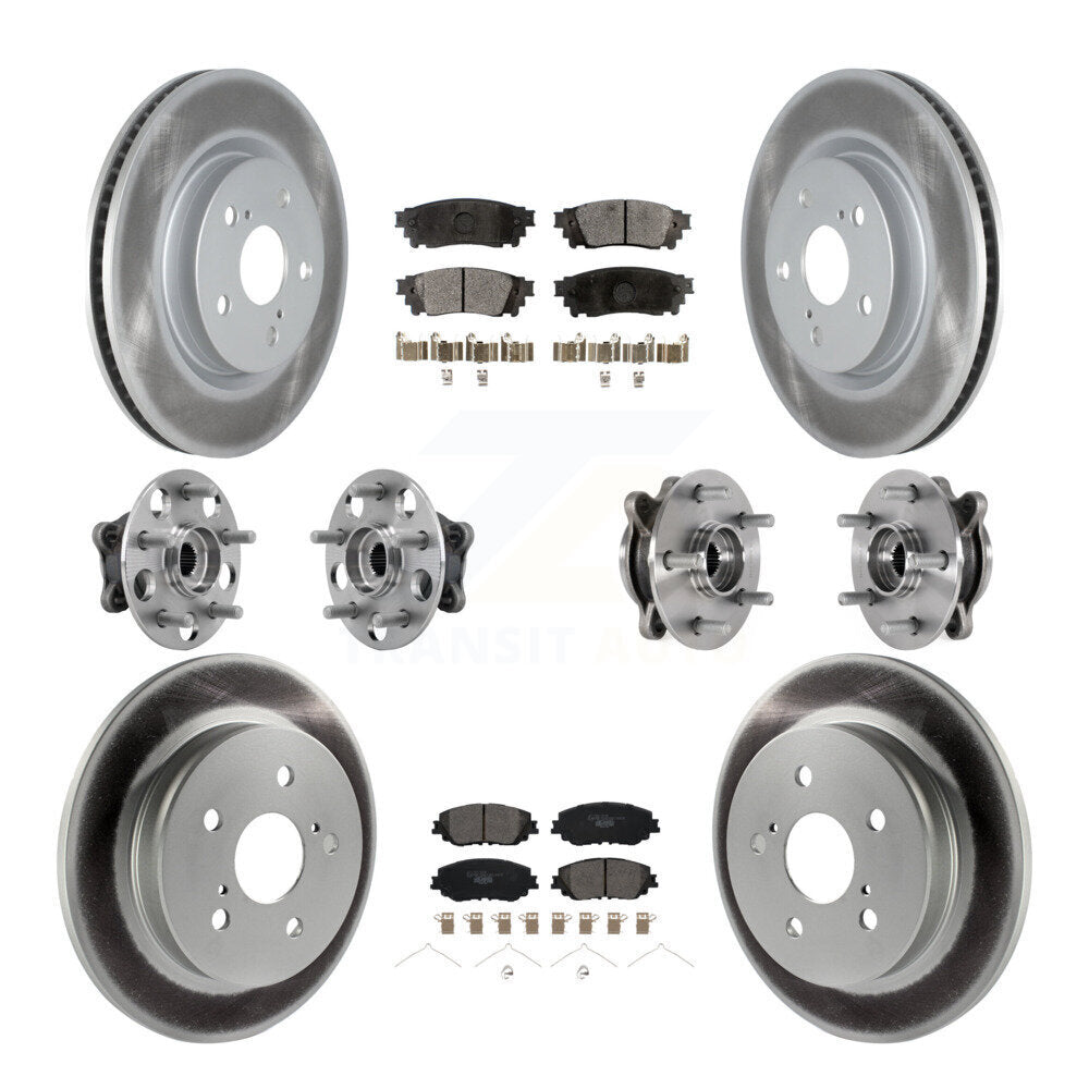 Hub Bearing Coated Brake Rotor Pads Front Rear Kit (10Pc) For Toyota Camry Lexus