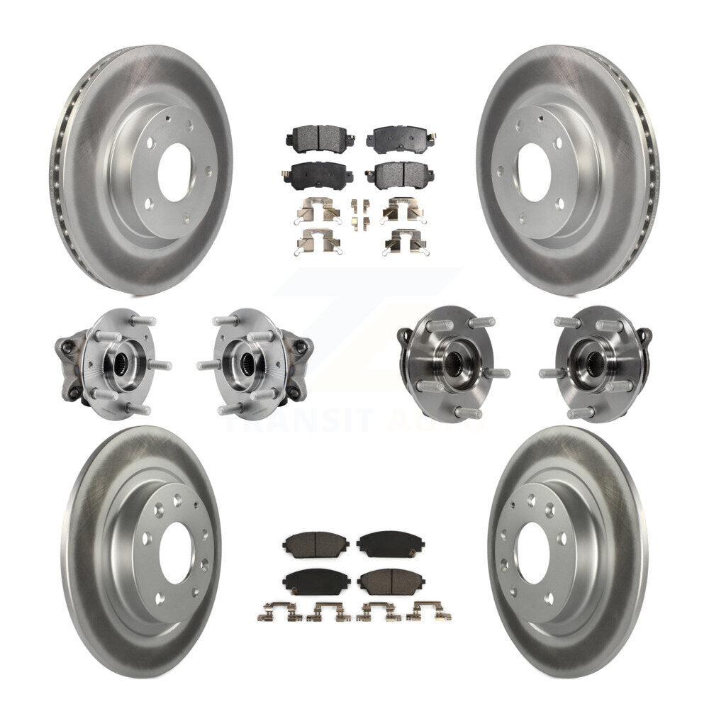 Hub Bearing Coat Brake Rotor Pads Front Rear Kit (10Pc) For 16-18 Mazda CX-3 AWD