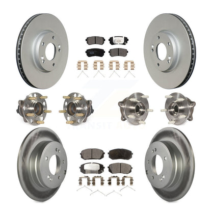 Hub Bearing Coated Disc Brake Rotor Pad Front Rear Kit (10Pc) For Hyundai Sonata