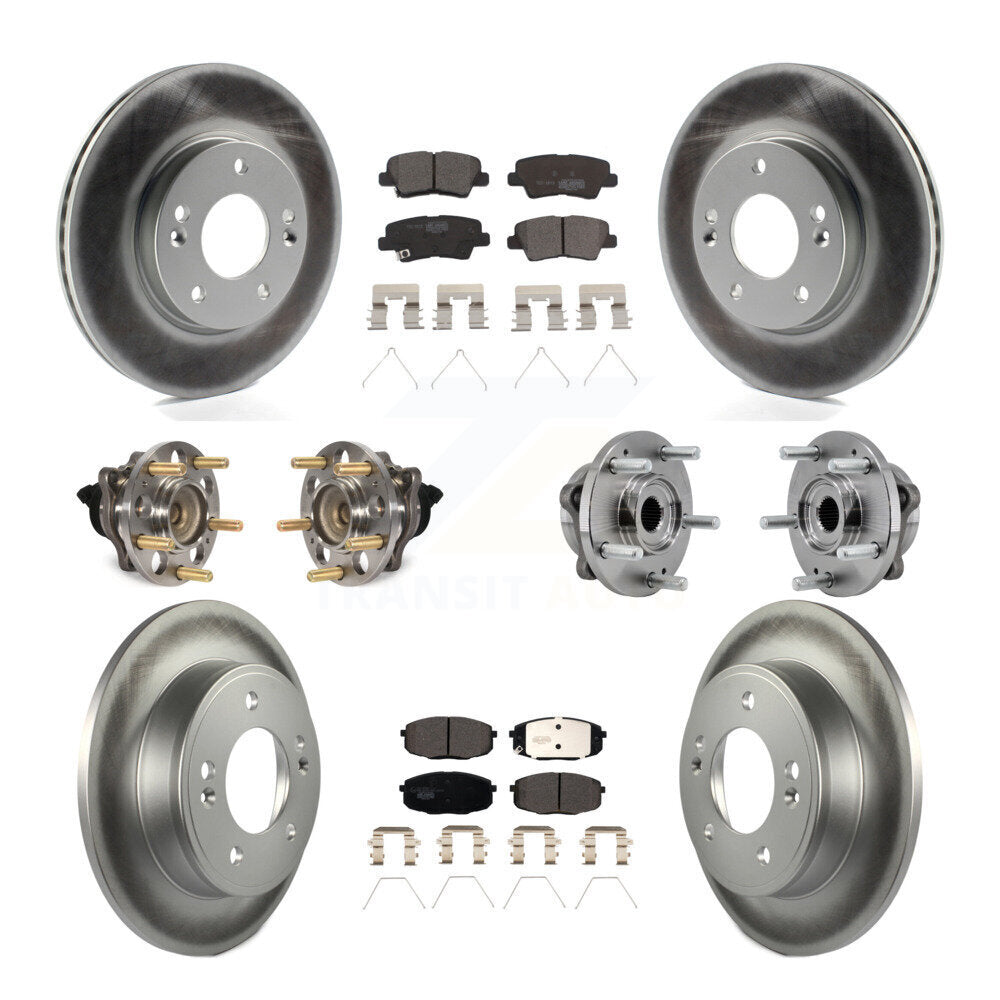 Hub Bearing Coated Disc Brake Rotors And Pads Front Rear Kit (10Pc) For Kia Soul