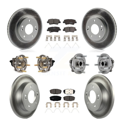 Hub Bearing Coated Disc Brake Rotors And Pads Front Rear Kit (10Pc) For Kia Soul