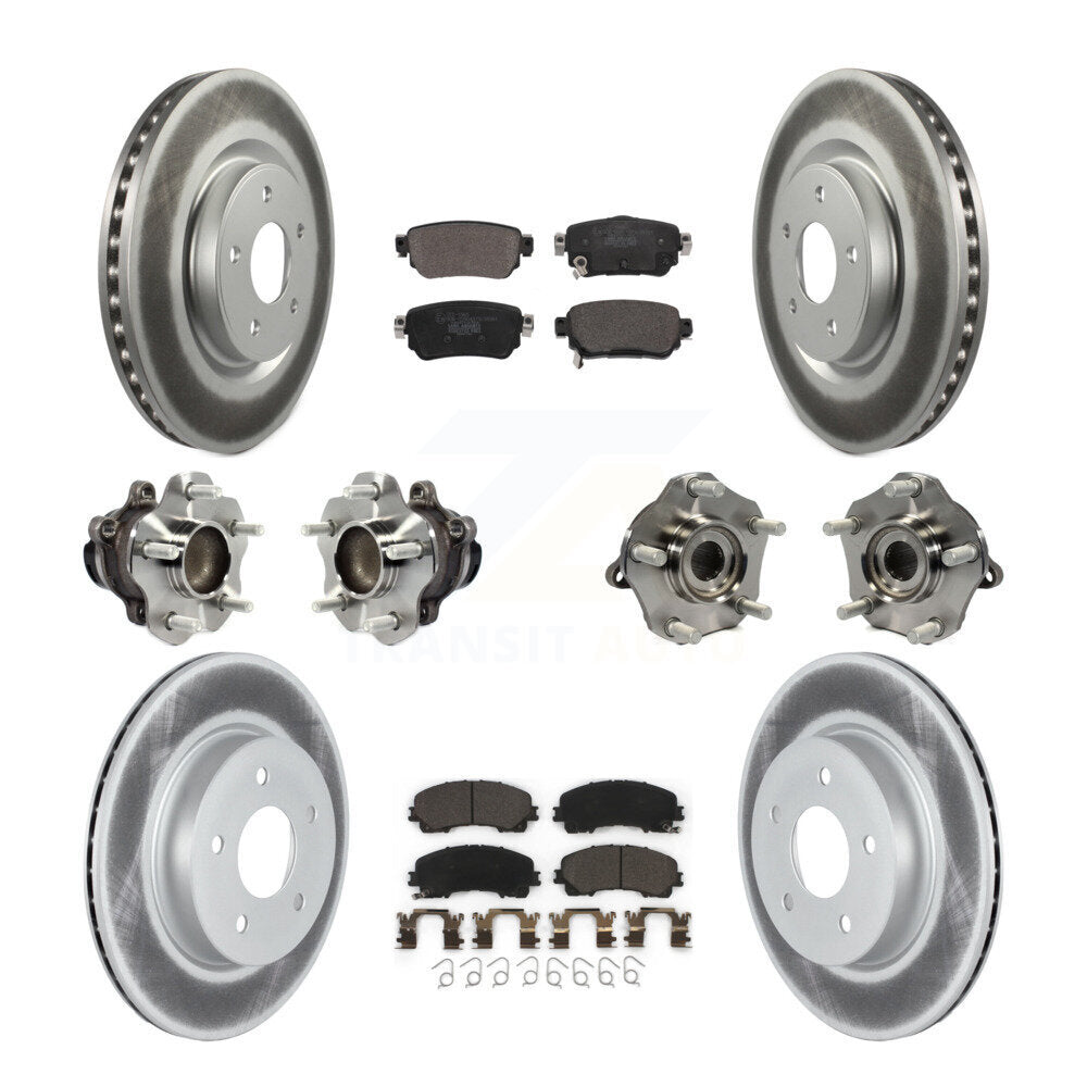 Hub Bearing Coated Disc Brake Rotor & Pad Front Rear Kit (10Pc) For Nissan Rogue