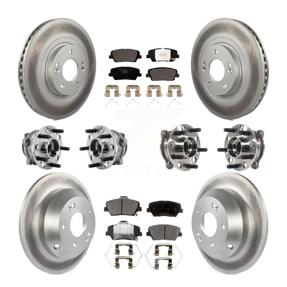 Hub Bearing Coat Brake Rotor Pad Front Rear Kit (10Pc) For 16-20 Kia Sorento FWD