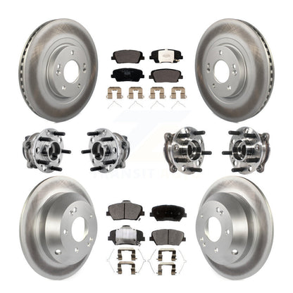 Hub Bearing Coat Brake Rotor Pad Front Rear Kit (10Pc) For 16-20 Kia Sorento FWD