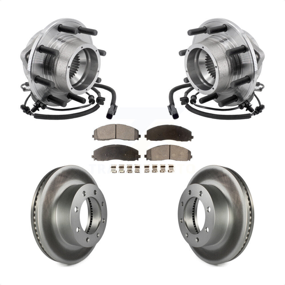 Hub Bearing Coated Disc Brake Rotor Pads Front Kit For Ford F-350 Super Duty 4WD