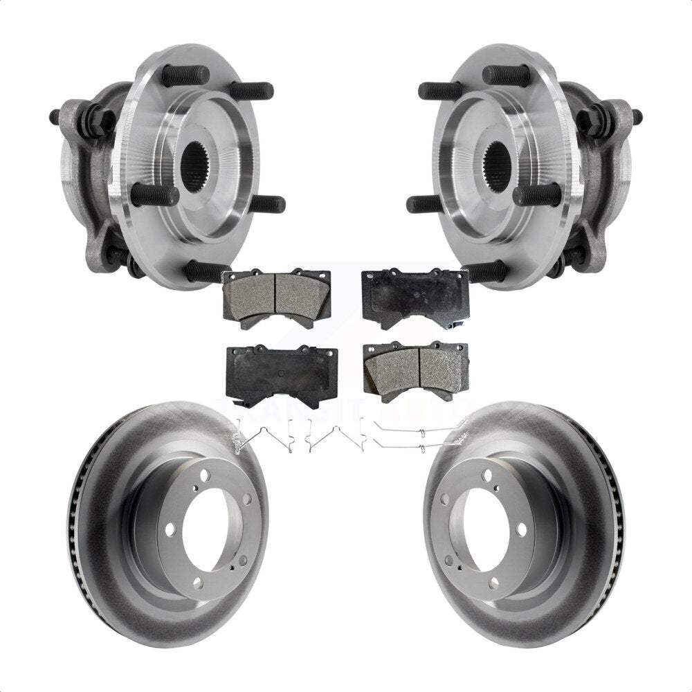 Hub Bearing Coated Disc Brake Rotor Pads Front Kit For Toyota Tundra Sequoia 4WD