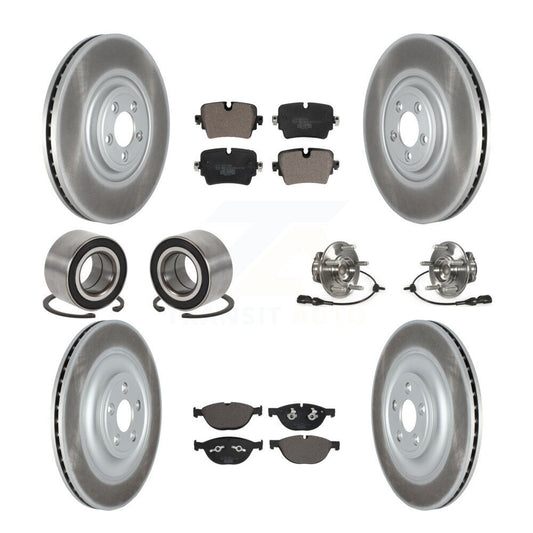 Hub Bearing Coat Brake Rotor Pad Shoe Front Rear Kit (10Pc) For Jaguar XJ XJR575