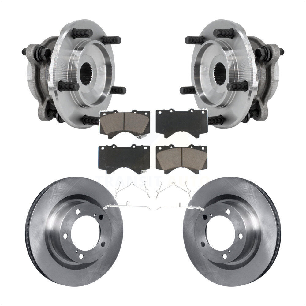 Hub Bearing Assembly Brake Rotor And Pad Front Kit For Toyota Tundra Sequoia 4WD