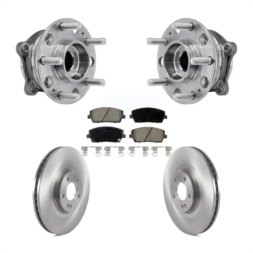 Hub Bearing Disc Brake Rotor & Pads Front Kit For Hyundai Palisade Kia Telluride