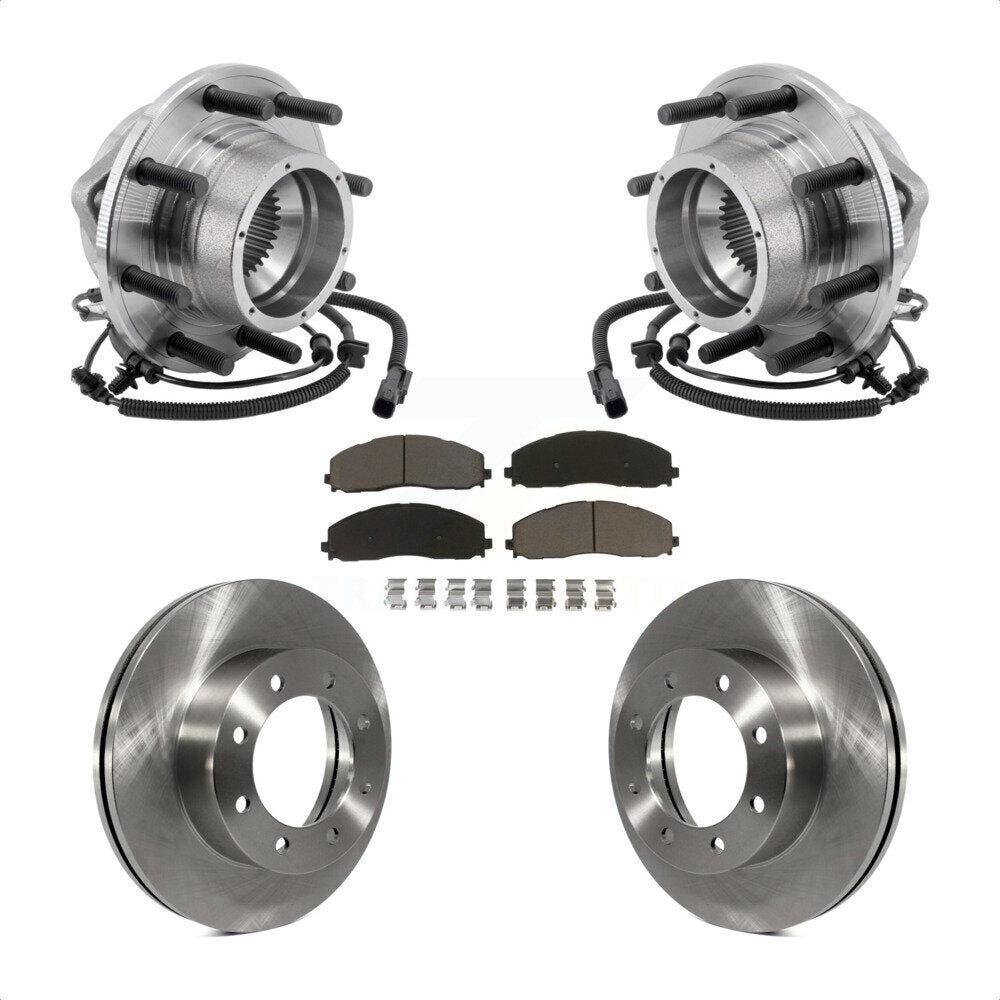Hub Bearing Assembly Brake Rotor And Pad Front Kit For Ford F-350 Super Duty 4WD