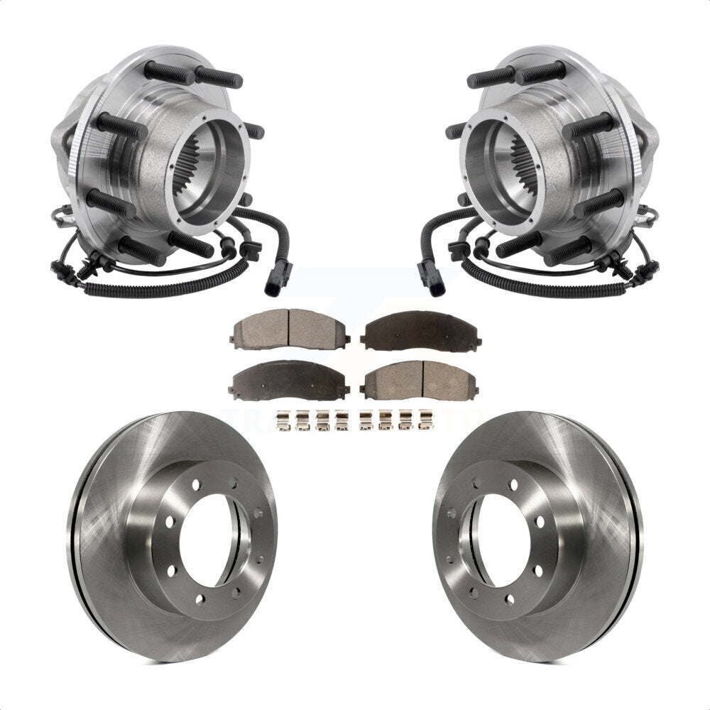 Hub Bearing Assembly Brake Rotor And Pad Front Kit For Ford F-350 Super Duty 4WD