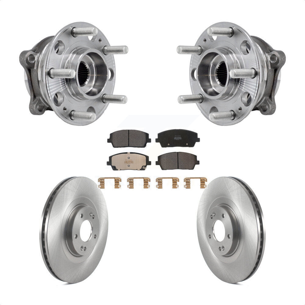 Hub Bearing Disc Brake Rotor & Pads Front Kit For Hyundai Palisade Kia Telluride