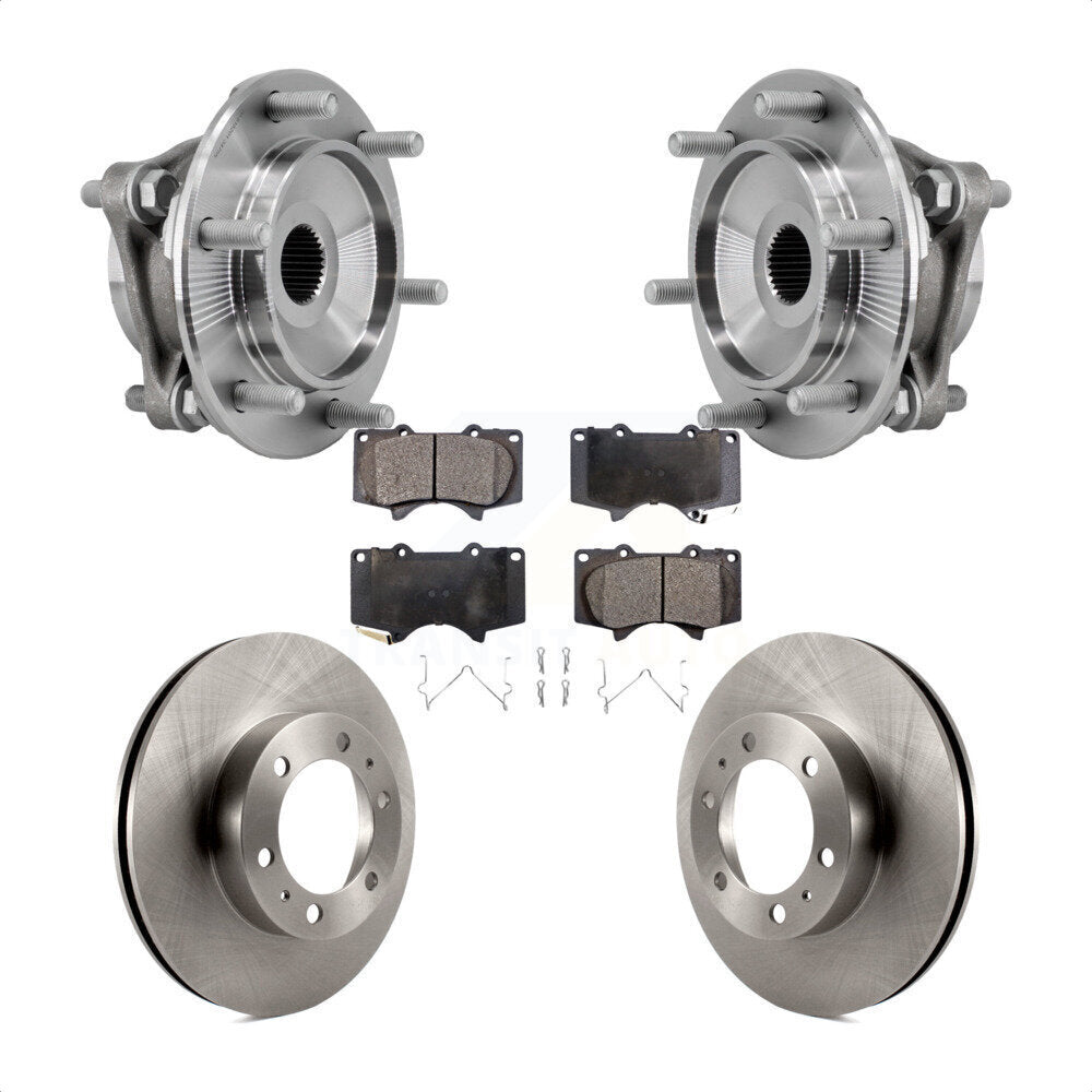 Hub Bearing Brake Rotor & Pad Front Kit For Toyota Tacoma 4Runner FJ Cruiser 4WD