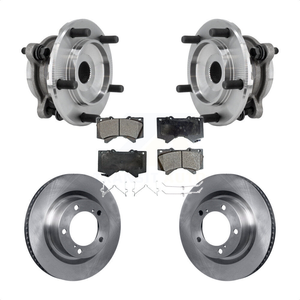 Hub Bearing Assembly Brake Rotor And Pad Front Kit For Toyota Tundra Sequoia 4WD