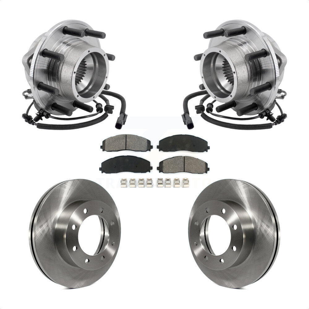 Hub Bearing Assembly Brake Rotor And Pad Front Kit For Ford F-350 Super Duty 4WD