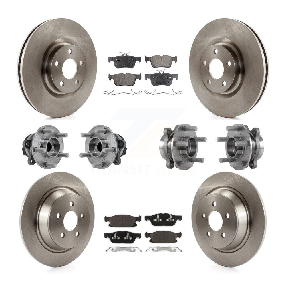Hub Bearing Brake Rotor & Pads Front Rear Kit (10Pc) For 2015-2018 Ford Edge FWD