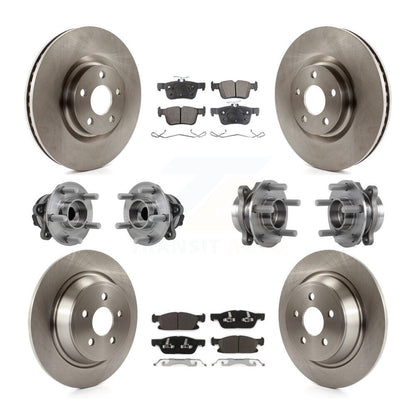 Hub Bearing Brake Rotor & Pads Front Rear Kit (10Pc) For 2015-2018 Ford Edge FWD