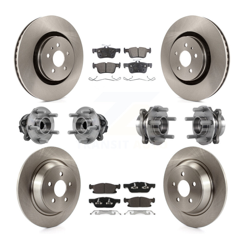 Hub Bearing Brake Rotor Pad Front Rear Kit (10Pc) For Ford Edge Lincoln Nautilus