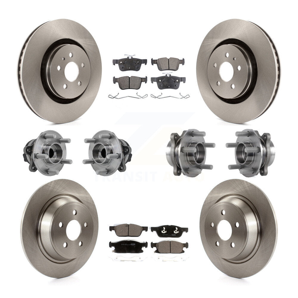 Hub Bearing Brake Rotor & Pads Front Rear Kit (10Pc) For Lincoln Continental FWD