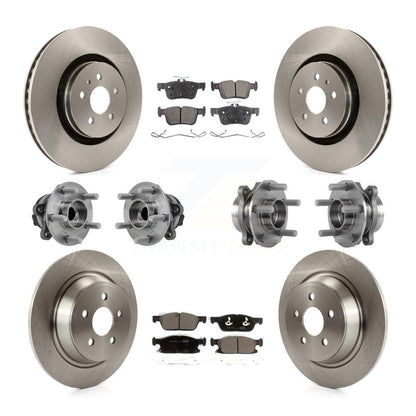 Hub Bearing Brake Rotor & Pads Front Rear Kit (10Pc) For Lincoln Continental FWD