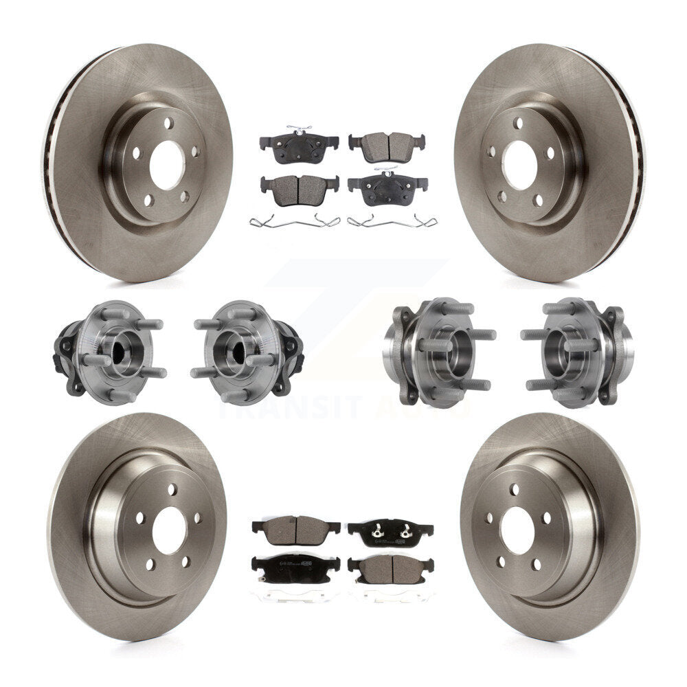 Hub Bearing Brake Rotor & Pads Front Rear Kit (10Pc) For Lincoln Continental FWD