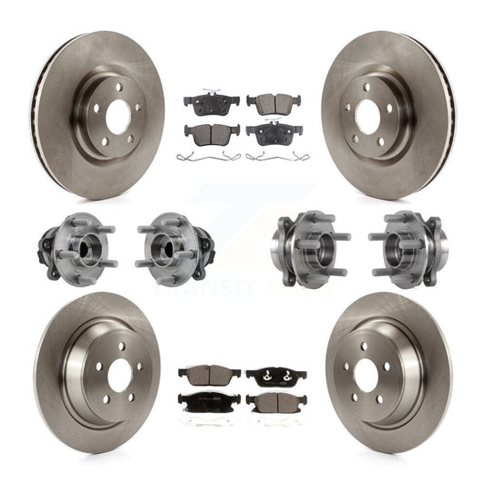 Hub Bearing Brake Rotor & Pads Front Rear Kit (10Pc) For Lincoln Continental FWD