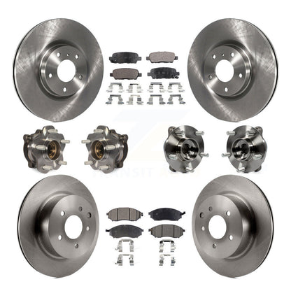 Hub Bearing Brake Rotor Pad Front Rear Kit (10Pc) For 2006-2007 INFINITI M35 AWD