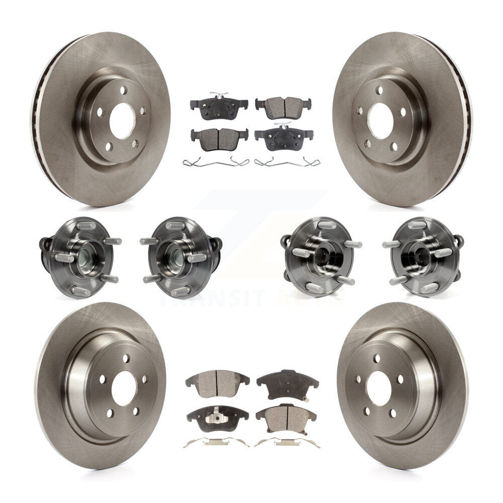 Hub Bearing Brake Rotor & Pads Front Rear Kit (10Pc) For Ford SSV Plug-In Hybrid