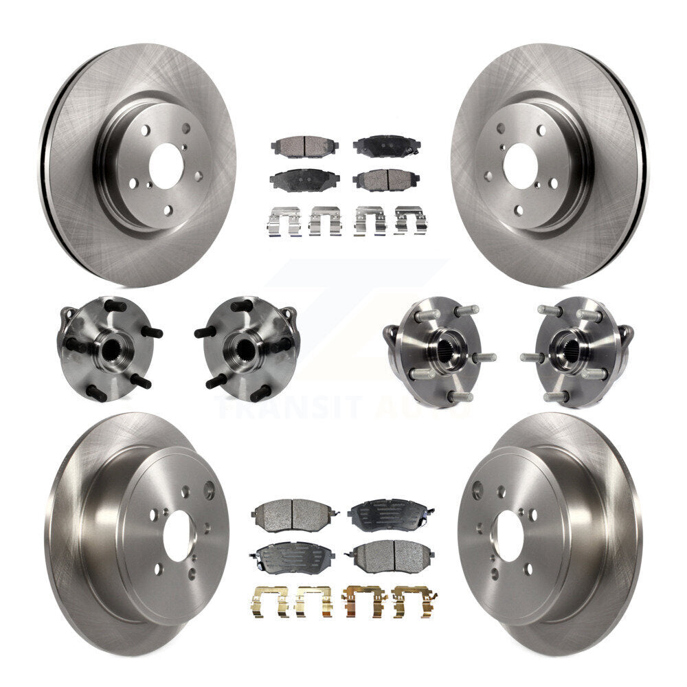 Hub Bearings Disc Brake Rotors And Pads Front Rear Kit (10Pc) For Subaru WRX