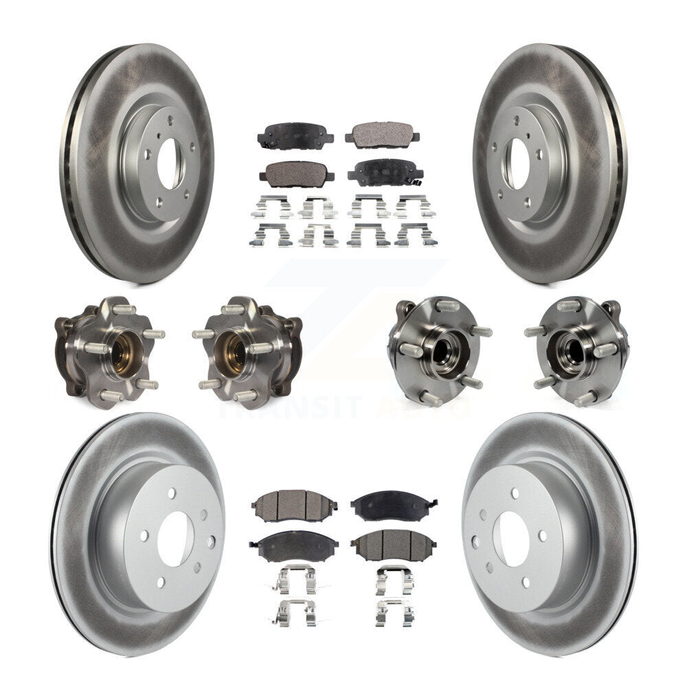 Hub Bearing Coated Brake Rotor & Pads Front Rear Kit (10Pc) For INFINITI M35 RWD