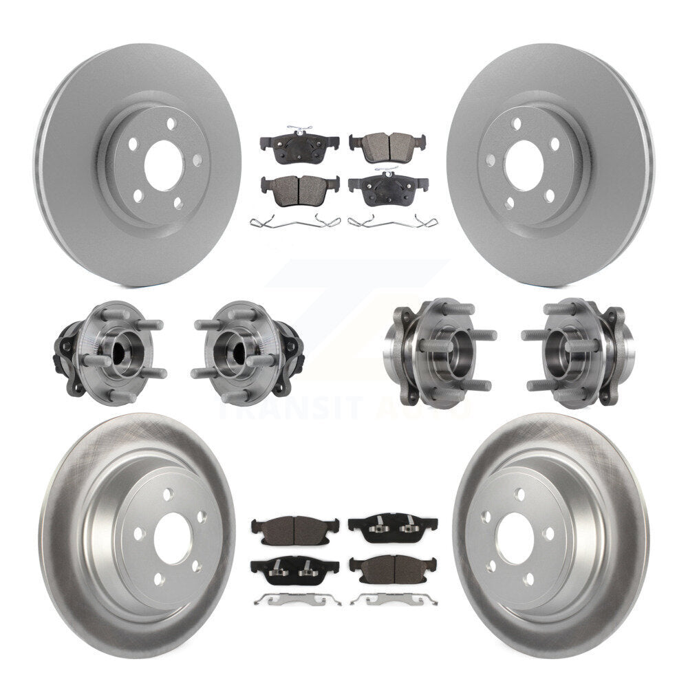 Hub Bearing Coated Brake Rotor Pad Front Rear Kit (10Pc) For 15-18 Ford Edge FWD