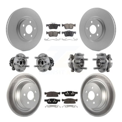 Hub Bearing Coated Brake Rotor Pad Front Rear Kit (10Pc) For 15-18 Ford Edge FWD