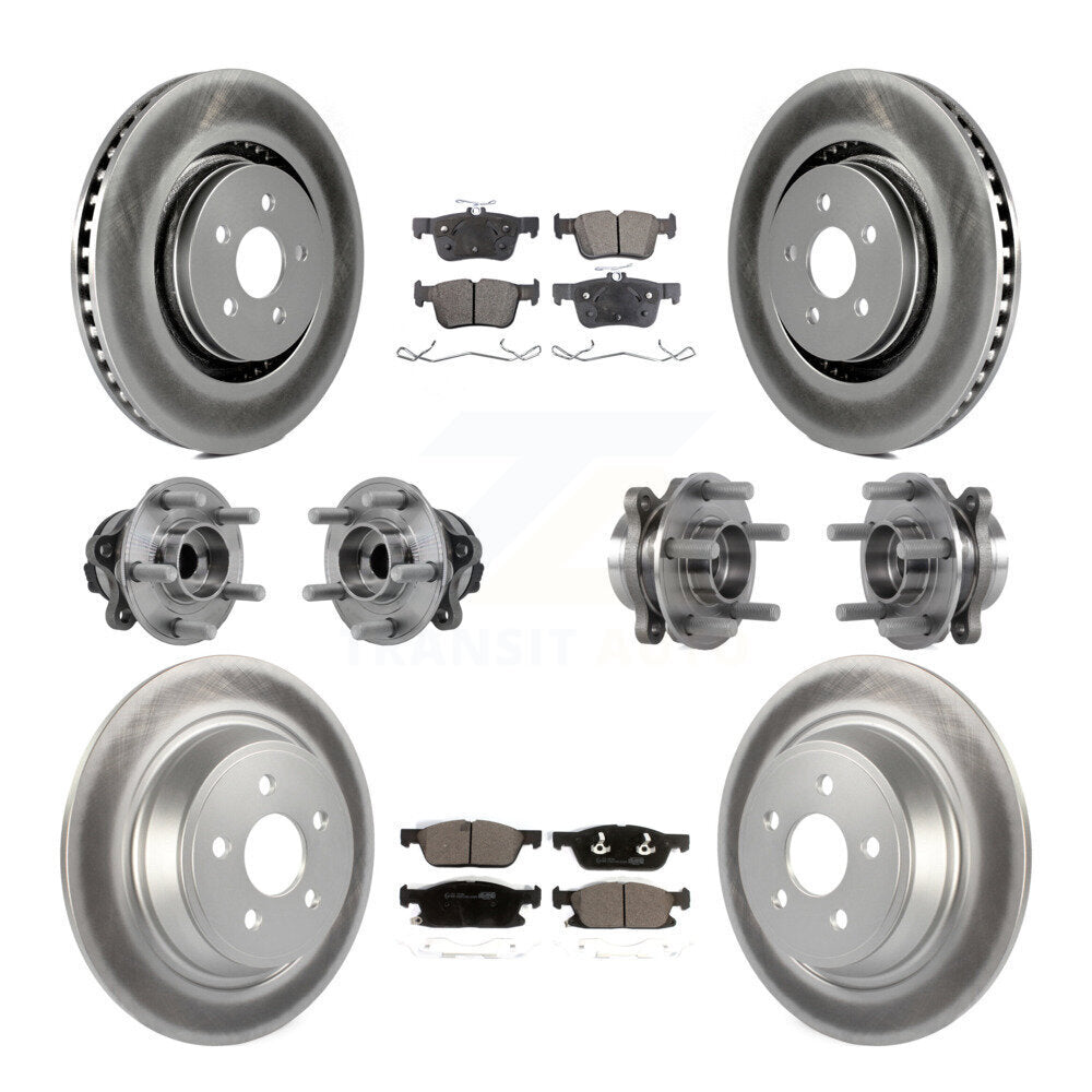Hub Bearing Coated Brake Rotor Pad Front Rear Kit (10Pc) For Lincoln Continental
