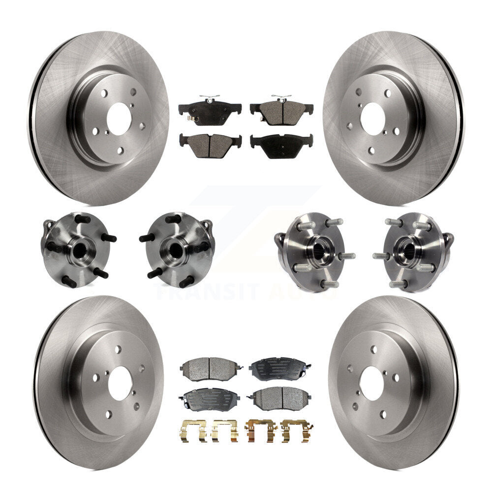 Hub Bearings Disc Brake Rotors And Pads Front Rear Kit (10Pc) For Subaru WRX