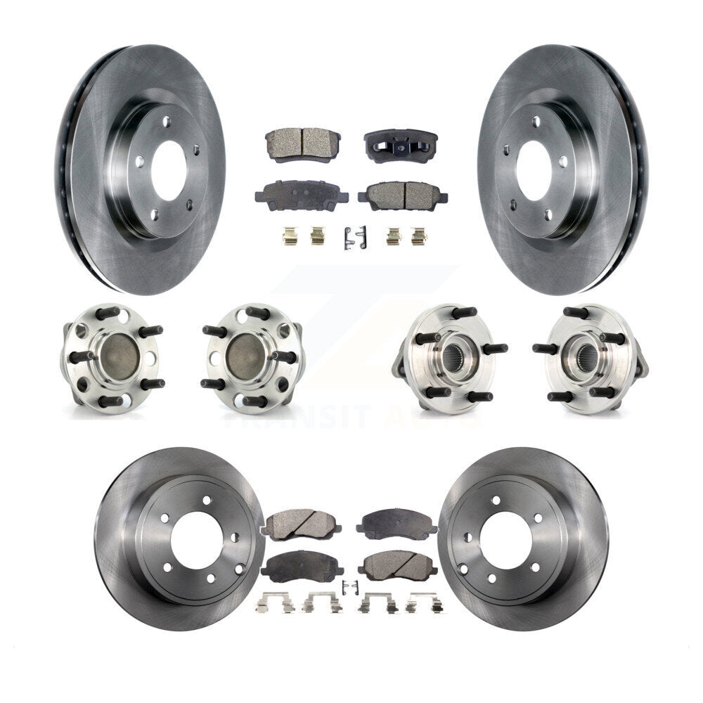 Hub Bearing Disc Brake Rotor Pad Front Rear Kit (10Pc) For Dodge Avenger Caliber