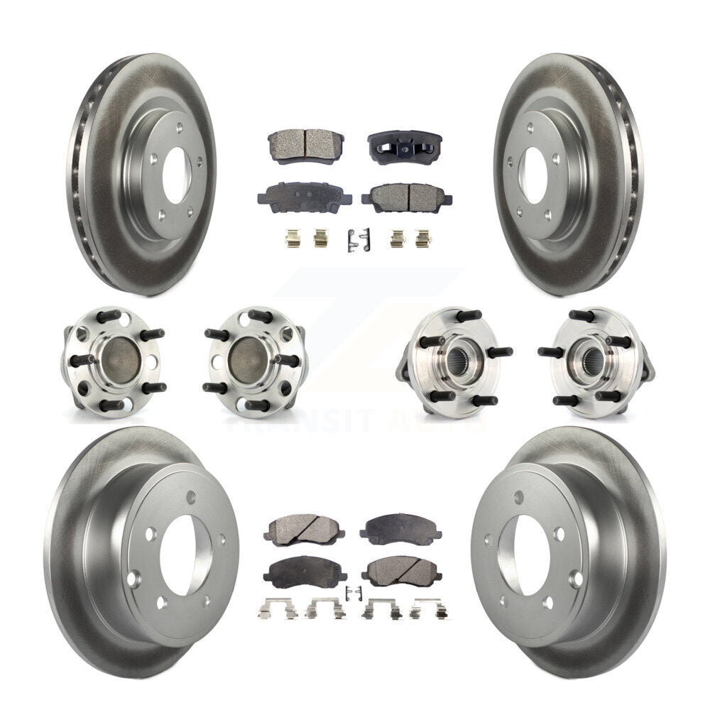 Hub Bearing Coat Brake Rotor Pad Front Rear Kit (10Pc) For Dodge Avenger Caliber