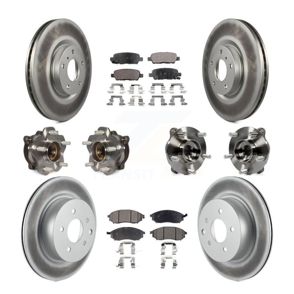 Hub Bearing Coated Brake Rotor & Pads Front Rear Kit (10Pc) For INFINITI M35 AWD