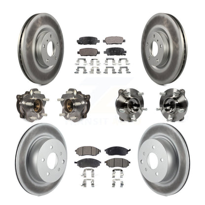 Hub Bearing Coated Brake Rotor & Pads Front Rear Kit (10Pc) For INFINITI M35 AWD