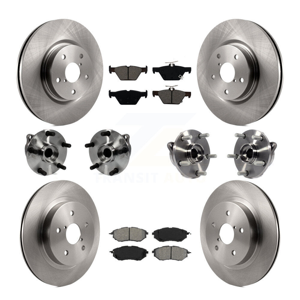 Hub Bearings Disc Brake Rotors And Pads Front Rear Kit (10Pc) For Subaru WRX