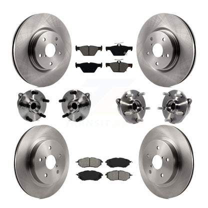 Hub Bearings Disc Brake Rotors And Pads Front Rear Kit (10Pc) For Subaru WRX