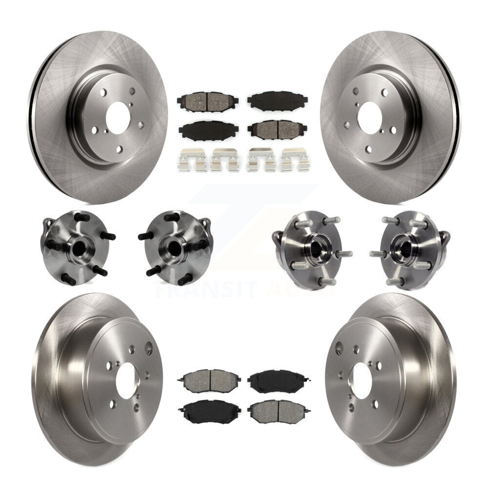 Hub Bearings Disc Brake Rotors And Pads Front Rear Kit (10Pc) For Subaru WRX