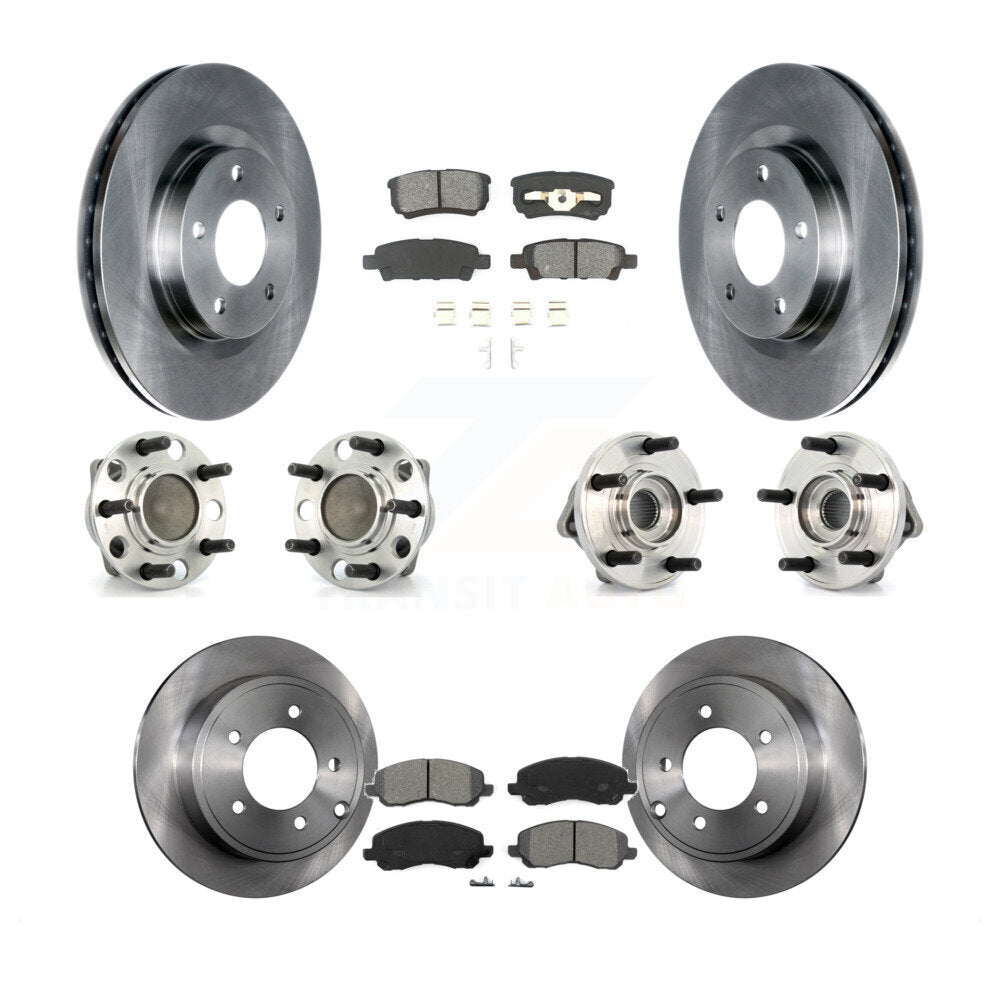 Hub Bearing Disc Brake Rotor Pad Front Rear Kit (10Pc) For Dodge Avenger Caliber