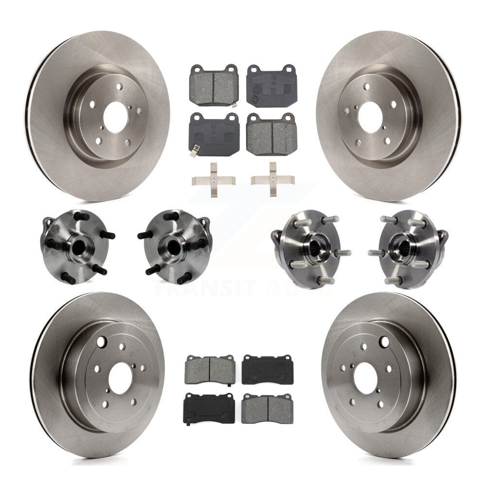Hub Bearing Brake Rotor And Pad Front Rear Kit (10Pc) For Subaru Impreza WRX STI